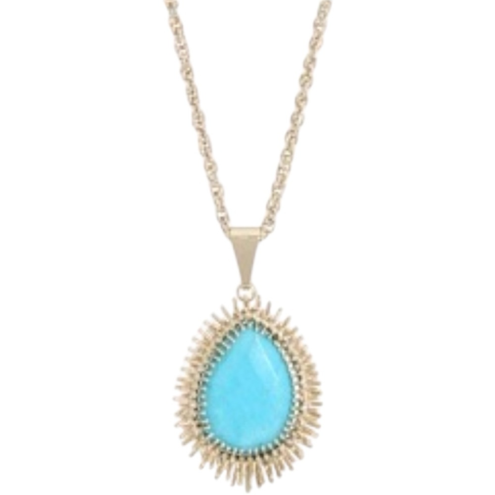 Vintage Kendra Scott Ellis Turquoise Gold Long Necklace - Picture 7 of 7